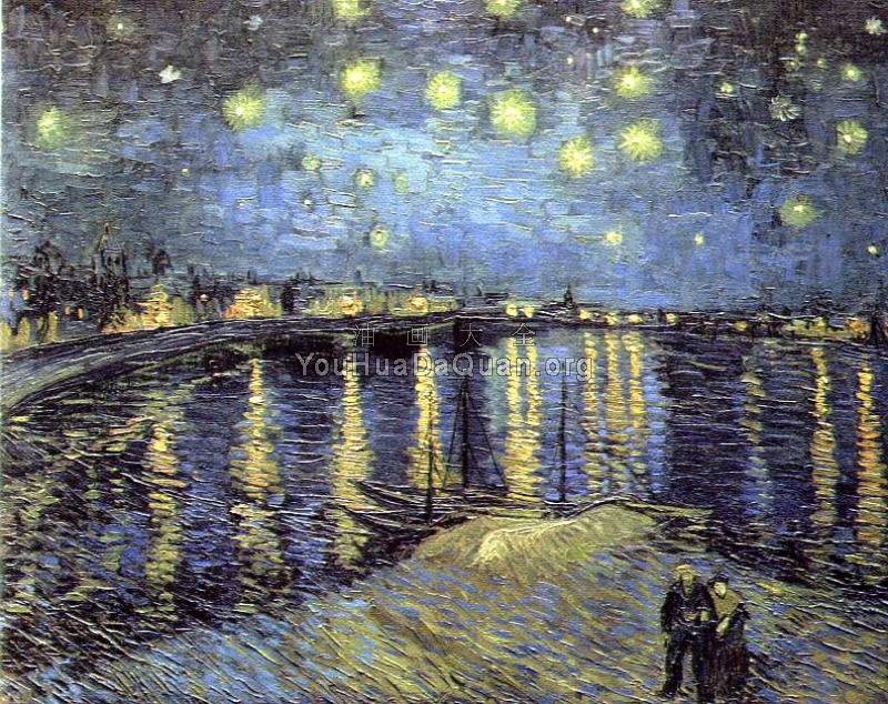 罗纳河上的星夜 - 文森特·威廉·梵高